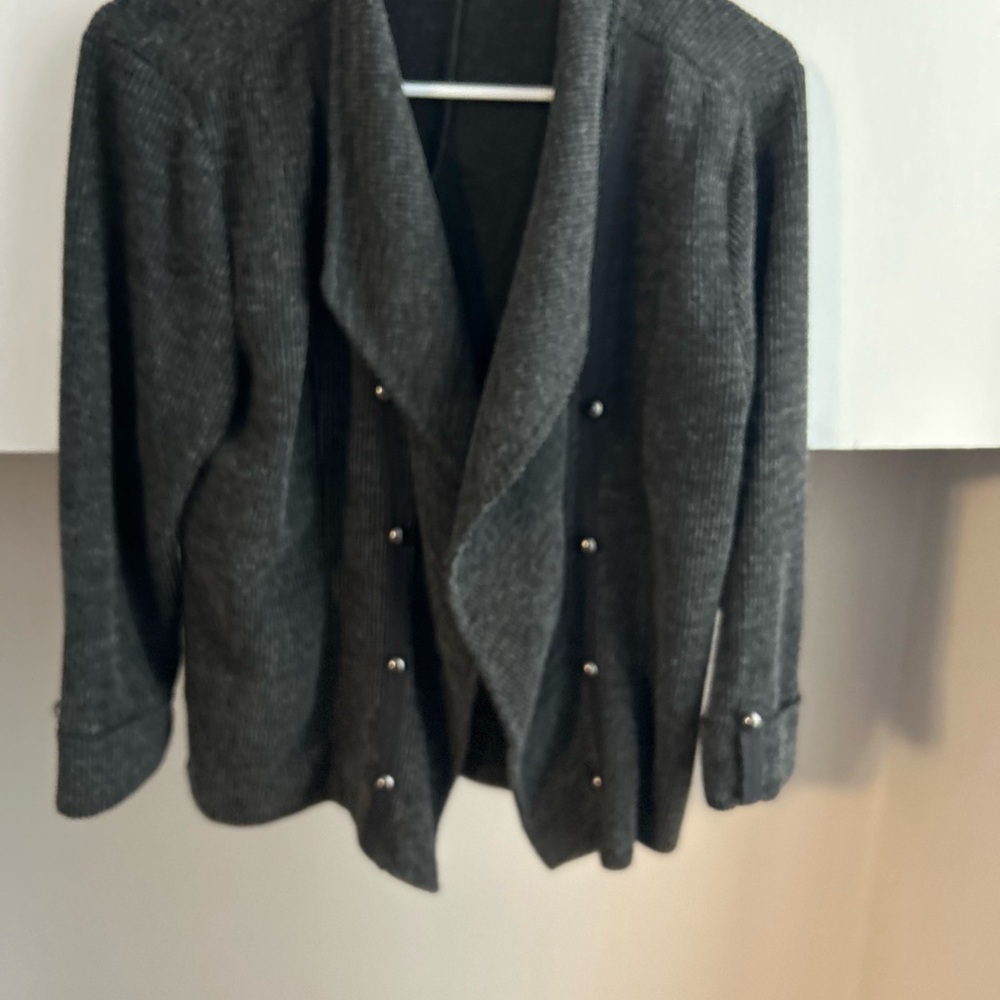 Women’s Gray Knit Cardigan with Button Accents